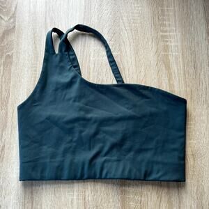 Girlfriend Collective Women's One Shoulder Strapy Sports Bra Size L Hunter Green